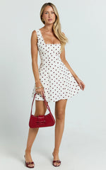 Tracey Mini Dress - Fit And Flare Polka Dot Dress in Cream Polka Dot