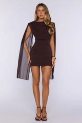 Whimsical Luxe Mini Dress Brown