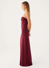 Almost Yours Strapless Maxi Dress - Burgundy