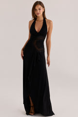 Black Custom Hand Beaded & Embellished Maxi Dress - Limited Edition