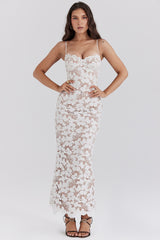 White Floral Embroidered Maxi Dress