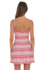 Scalloped Pattern Lace Mini Dress in Pink