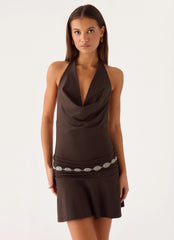 Rude Love Belt Mini Dress - Chocolate