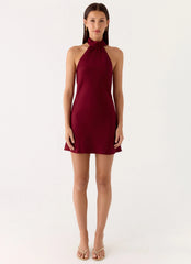 Keena Scarf Mini Dress - Burgundy