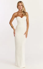 Helda Maxi Skirt - Mid Waist Back Split Skirt in Off White