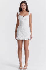 White Embroidered Mini Dress