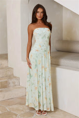 The Pretty Hour Mesh Strapless Maxi Dress Green