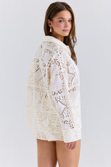 White Cotton Broderie Anglaise Shirt