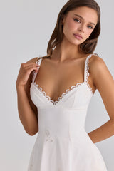 White Cotton Broderie Anglaise Midi Sundress