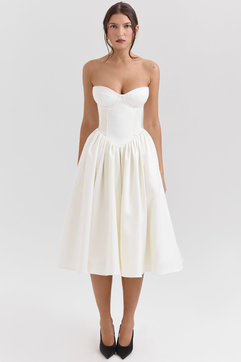 Vintage Ivory Satin Midi Dress