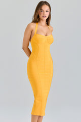 Orange Sherbet Midi Bandage Dress