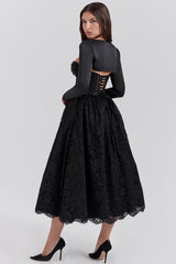Black Lace Corset, Skirt And Bolero