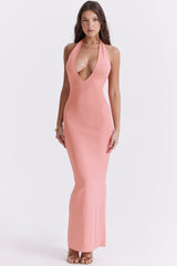 Apricot Plunge Maxi Dress