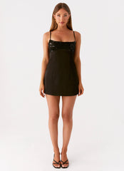 Zion Beaded Micro Mini Dress - Black