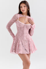 Perfectly Pink Lace Mini Dress