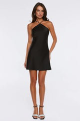 Wink This Way Satin Mini Dress Black
