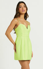 Amalie The Label - Kora Plunge A Line Mini Dress - In Citrus