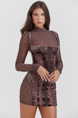 Brown Velvet & Lace Corset Dress
