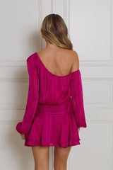 Cheeky Vibe Off Shoulder Mini Dress Magenta