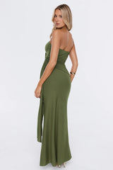 Unforgettable Dress Code Strapless Maxi Dress Olive