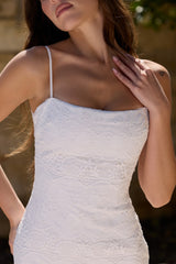 White Broderie Anglaise Lace Midi Dress