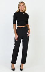 Hermie Pants - High Waisted Cropped Tailored Pants in Black