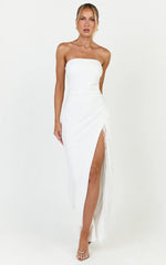 Liana Maxi Dress - Strapless Pearl Fringe Dress in White