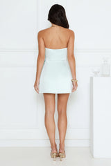 Blossom Hour Strapless Satin Mini Dress Blue