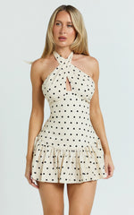 Elise Mini Dress - Keyhole Halter Dress in White