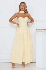 Sparkle In Her Step Strapless Maxi Dress Yellow