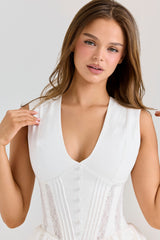 White Stretch Cotton Mini Dress