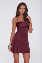 Made For Moments Satin Mini Dress Wine