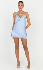 Ava Top - Lace Trim Asymmetrical Camisole Top in Baby Blue