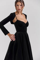 Black Velvet Tulle Midi Dress + Bolero
