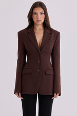 Chocolate Crepe Hourglass Blazer Jacket