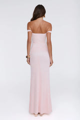 Night Bloom Off Shoulder Maxi Dress Pink