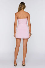 Sweetest Secret Lace Corset Strapless Mini Dress Pink