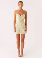Vietta Sequin Cami Micro Mini Dress - Yellow