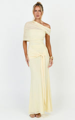 Nicolette Maxi Dress - Cape Sleeve Off Shoulder Dress in Yellow