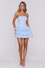 Pop The Confetti Strapless Mini Dress Blue