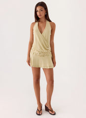 Aimee Mini Dress - Pale Olive