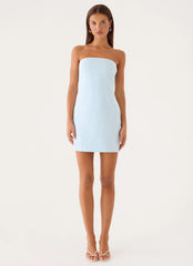 Reinna Cotton Strapless Mini Dress - Baby Blue Stripe