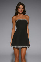 Well Dressed Tonight Embellished Strapless Mini Dress Black