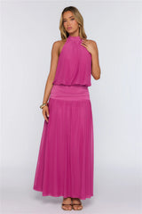 Dreamy Flowy Halter Maxi Dress Magenta