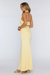 Social Calendar Halter Maxi Dress Yellow
