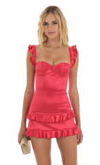 Ruffle Bodycon Dress in Red