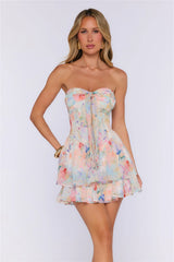 Let’s Get Dressed Strapless Mini Dress Multi
