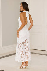 Soft Opulence Embroidered Halter Maxi Dress White