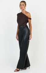 Paloma Top - Mesh Overlay Twist Sleeve Top in Chocolate