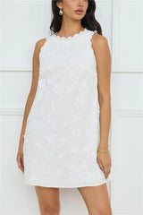 Seashell Chic Embroidered Mini Dress White